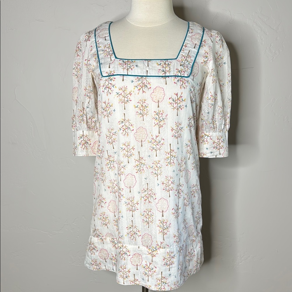 Sanctuary White Dress or Tunic with Multicolor Tree Print